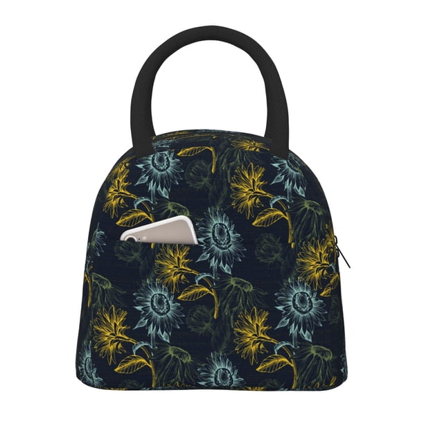 Easygdp Sunflowers Bolsa de Almuerzo Insulada Grande, Forro de Aluminio, Diseño Espacioso, a Prueba de Fugas, Ideal para Trabajo, Picnics, Viajes y Actividades al Aire Libre