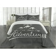 thumbnail image 2 of Ambesonne Adventure Quilted Coverlet 2 Pcs, Words and Mountains, Twin Size, Charcoal Grey and White, 2 of 4