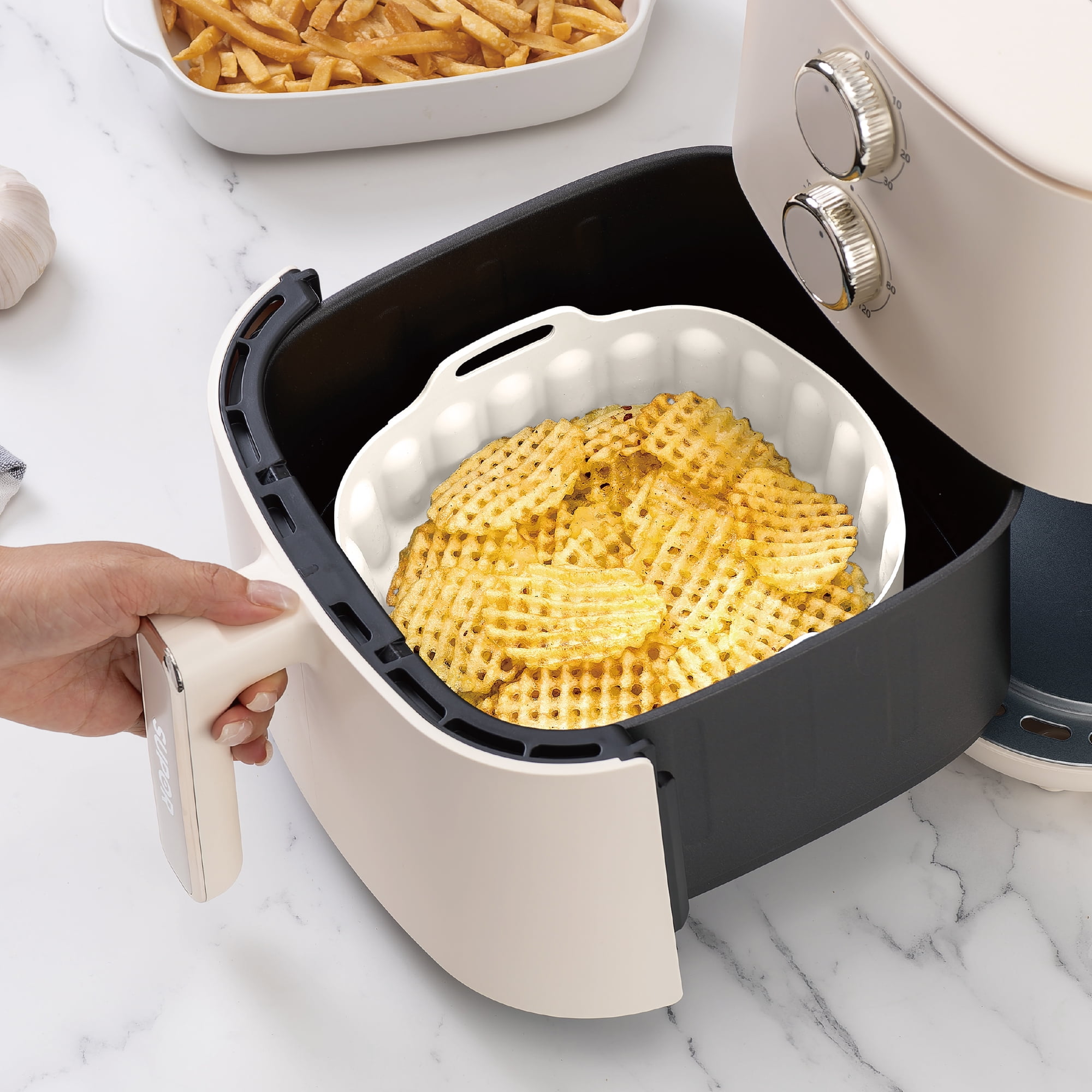 Cook With Color Cream square silicone air fryer liner
