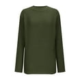 thumbnail image 5 of Womens Crew Neck Sweater Knitted Pullover Tops Dropped Long Sleeve Solid Color Casual Fall Winter Jumpers (2XL, Army Green), 5 of 7