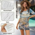 thumbnail image 5 of FKELYI Beach Sea Shell Starfish Print Women's Swimwear Cover Ups Breathable Bikini Suit Cover-Up with Half Sleeve Sheer Fabric Beachwear Dress for Lady Summer Vacation Outfits, 2XL, 5 of 6