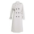 thumbnail image 4 of Harpily Anoraks Women Trench Coat Long Double Breasted Fall Fashion 2023 Classic Lapel Slim Overcoat Outerwear With Belt White White L, 4 of 5
