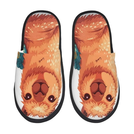 Balery Cozy Knitting Llama Slient Indoor Furry Fleece Comfort House Shoes Soft Non-Slip Home Shoes Cotton slippers House Slippers-- Medium