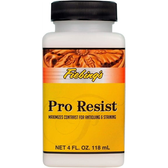 Fiebing's Pro Resist (4 oz) - Maximize Contrast for Antiquing, Staining, Dyeing Leather - Top Finish Resists Moisture, Sun & Dirt - Seal & Protect All Leathercraft, Car, Couch, Furniture, Purses, Boot