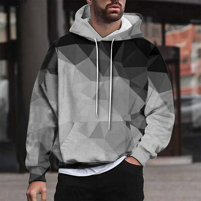 Sudadera con capucha para hombre, estilo casual, con cuello redondo, estampado, manga larga, blusa de poliéster