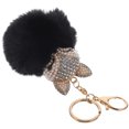 thumbnail image 4 of WORGEOUS Llavero de bola esponjosa con perlas incrustaciones de cadena de llavero para el bolso de las mujeres / teléfono móvil / colgante del coche (negro), 4 of 8