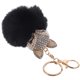 thumbnail image 4 of WORGEOUS Llavero de bola esponjosa con perlas incrustaciones de cadena de llavero para el bolso de las mujeres / teléfono móvil / colgante del coche (negro), 4 of 8