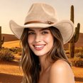 thumbnail image 2 of LILIYA Unisex Western Cowboy Hat with Multi Color Options, Packable Wide Brim Travel Hats, Classic Sun Protection Breathable Headwear for Camping Hiking and Holiday Trips, 2 of 5
