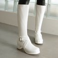 thumbnail image 2 of B91xZ Women's Boot Mid Calf Combat Riding Fashion Winter Boots,White 8.5, 2 of 5