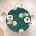 thumbnail image 4 of Ambesonne Zodiac Fitted Round Tablecloth, Star Moon Cloud Astrology, 56"- 60" Diameter, Dark Teal and Pale Yellow, 4 of 5