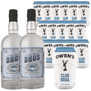 Dhōs Handcrafted Non-Alcoholic Vodka 750 ML Bottle w Pack Owen’s Mixers Club Soda 8.2 OZ Cans - Keto-Friendly, Zero Sugar, Zero Calories, Zero Proof - Perfect for Mocktails - A