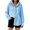 05#Sky Blue, variant on Women's Casual Gingham Plaid Hooded Blouse Long Sleeve Button Down Loose Fit Checkered Shirt Jacket for Outdoor Activities