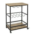 Homfa Wine Bar Cart, Small Rolling Serving Cart with Wine Rack and