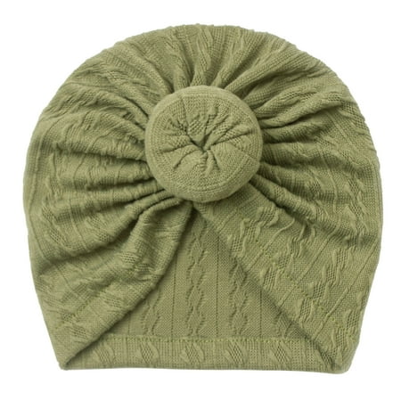 

nsendm Baby Turban Toddler Infant Baby Boys Girls Solid Cap Beaniess Knotted Elastics Baby Boy Hats 6-12 Months Green One Size