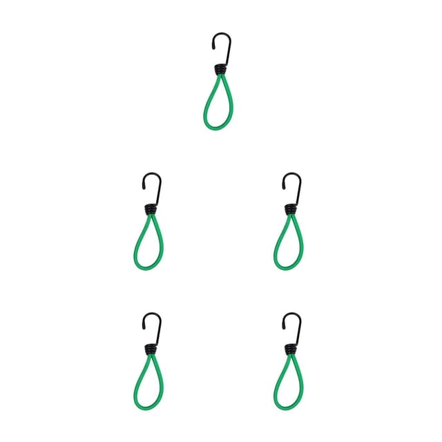 maskred 2pcs Tent Elastic Rope Bungee with Hook Wear-resistant Camping Fastener Fixation Stretch Ropes Strong Bearing Capacity Green 5Set