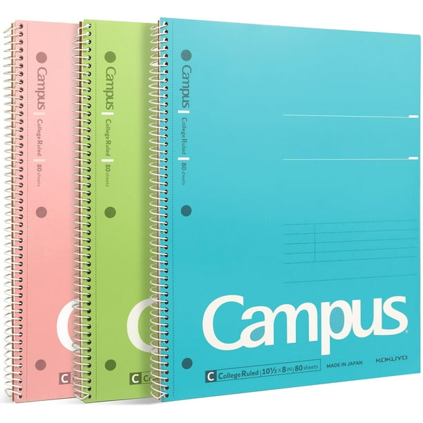 Cuaderno KOKUYO Campus Spiral, paquete de 3 unidades, 10,5 x 8 cm, 80 hojas