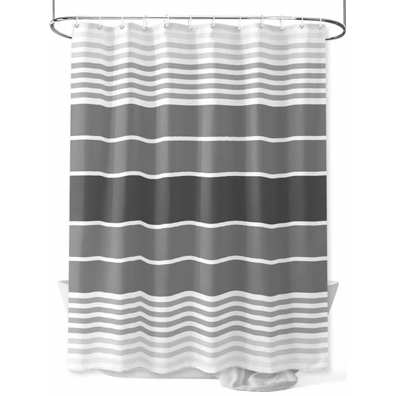 Boanket Polyester Fabric Gray Ombre Stripe Shower Curtain, Vintage Minimalist Gradient Lines Waterproof Bathtub Curtain Bathroom Decor Set with Hooks 36 x 72 Inches,