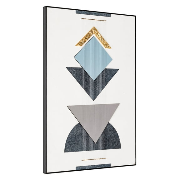 Gild Design House Semblance Modern Blue and White Geometric Shadow Box