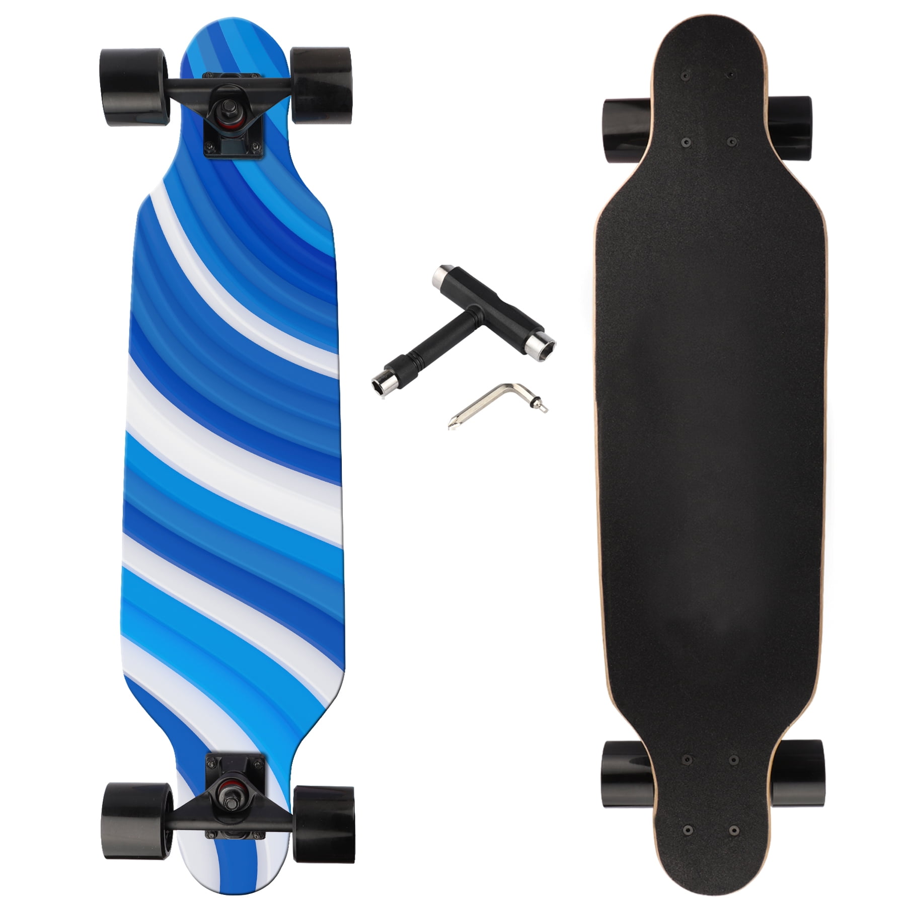 Carving Longboard Skateboard Complete 31 Inch Pro Small Longboard for Hybrid Freestyle Cruising and Downhill with All-in-one T-Tool