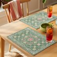thumbnail image 4 of Sage Green Placemats Set of 8 Bohemia Ethnic Floral Flowers Abstract Place Mats Indoor Wipeable Table Mats Washable Cloth Dining Table Placemats for Kitchen Holiday Party Home Decor 13x19 Inch, 4 of 9