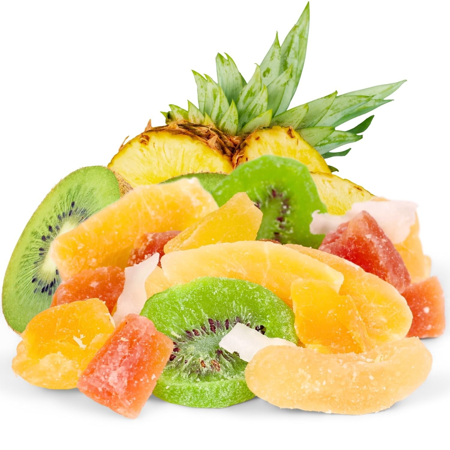 Tropical Deluxe Dried Mixed Fruit - by Its Delish, 2 Lbs Bulk Bag  Healthy Snacks for Adults  Fresh Snack Mix Dry Fruit  Pineapple Mango Papaya Guava Coconut Kiwi Cantaloupe Medley  Vegan, Kosher