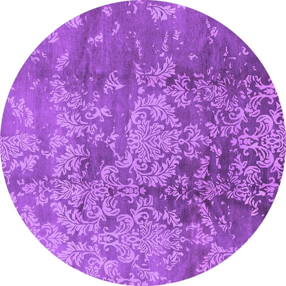 Ahgly Company Indoor Round Oriental Purple Industrial Area Rugs, 5' Round