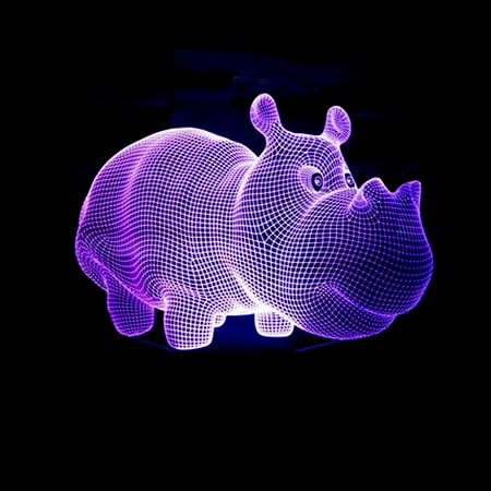 

3D LED Optical Illusion Acrylic Night Light with Remote & Smart Touch 7 Colors Changing（Rhino）