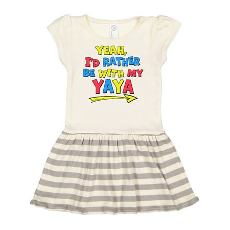 

Inktastic Yeah I d Rather be with My Yaya in Red Yellow and Blue Gift Toddler Girl Dress