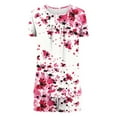 thumbnail image 6 of hxobax Women's Short Sleeve Pajama Sets Loungewear Casual Floral Printed Round Neck Button Shirts Tops and Shorts Matching Sets Trendy Tunic Blouse Pjs Pajamas Set Nightwear,#03_Hot Pink,3X-Large, 6 of 6