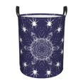 thumbnail image 1 of DouZhe Waterproof Collapsible Large Laundry Baskets, Spider Web Trap Prints Circular Hamper with Handles, Purple, 1 of 6