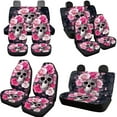 thumbnail image 3 of Uorisanigo Skull Rose Car Seat Covers Full Set 10 Pcs with Soft Elastic Fabrics Car Seat Belt Cover Steering Wheel Cover Auto Water Cup Coaster Chapstick Holder Universal Fit for Most Cars,Suvs, 3 of 7