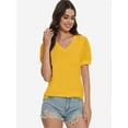 thumbnail image 5 of Womens Summer Tops V Neck T Shirts Swiss Dot Puff Sleeve Tops Loose Casual Tshirts, 5 of 6