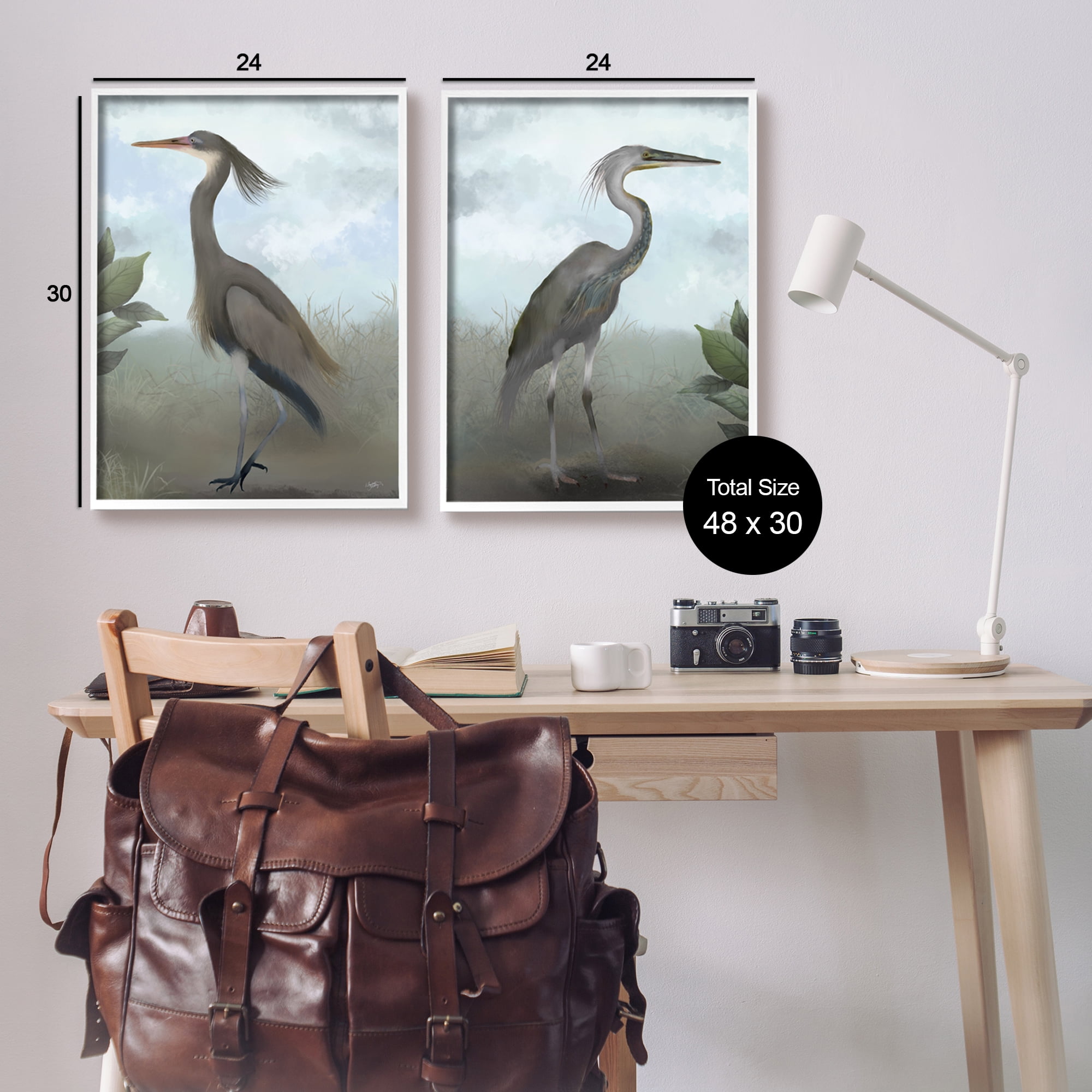Stupell Industries Coastal Birds Gazing Animals & Insects Painting White Framed Art Print Wall Art, 24 x 30, Set of 2
