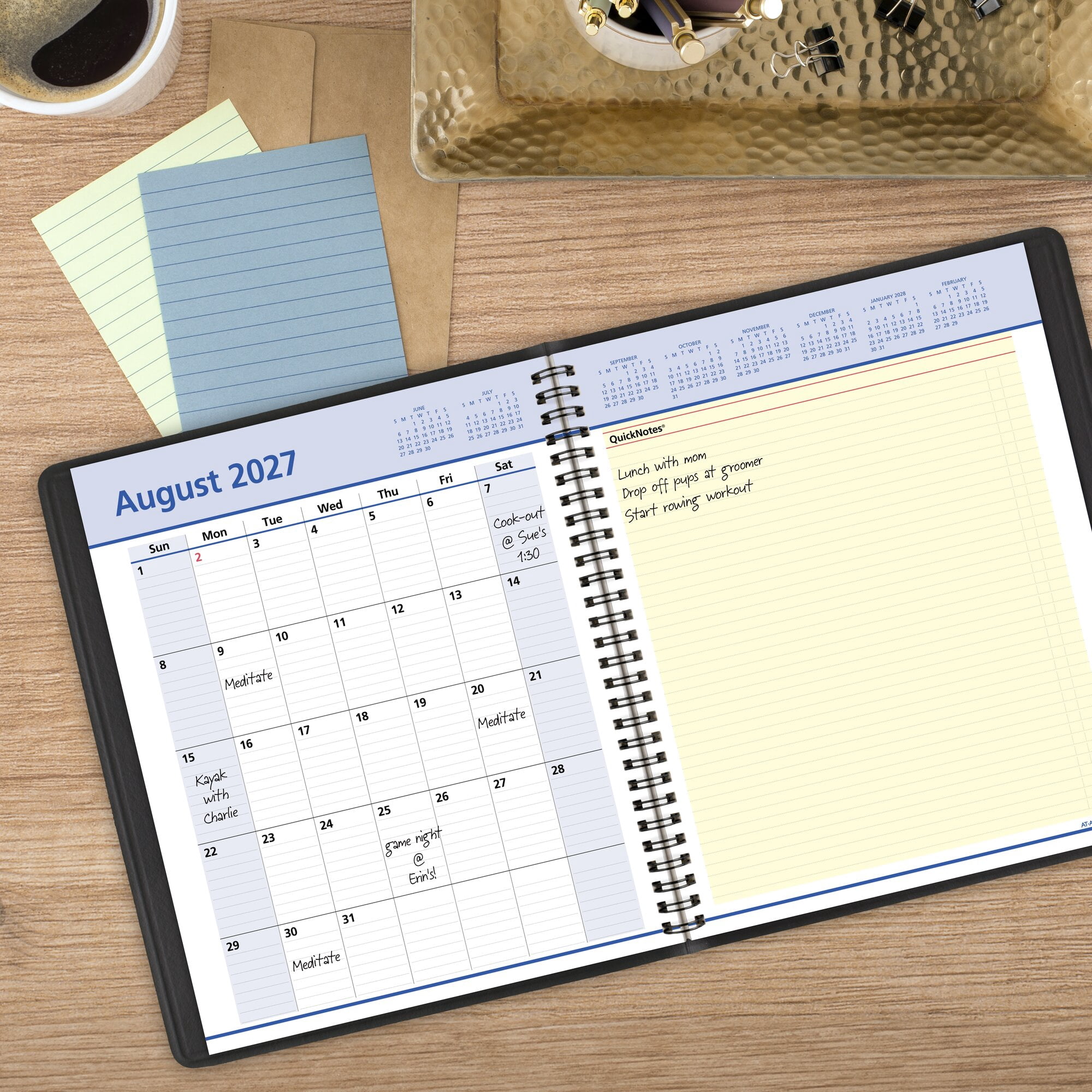 AT-A-GLANCE QuickNotes Academic 2026-2027 Weekly Monthly Planner Black Large 8 x