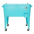 thumbnail image 3 of Permasteel 80-Qt Classic Outdoor Steel Patio Cooler on Wheels, Beverage Rolling Cart, Turquoise, 3 of 11