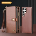 thumbnail image 4 of for Samsung Galaxy S24 Ultra PU Leather Detachable Magnetic Wallet Case, Zipper Pocket Card Slots Multifunctional Rugged Full Body Protection Wrist Strap Magnetic Buckle for Galaxy S24 Ultra - Brown, 4 of 7