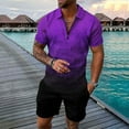 thumbnail image 2 of Ketyyh-chn99 Track Suits Mens Sport Suit Men Outfit Casual Streetwear Top Crewneck T Shirt Pocket Shorts Sets Purple,M, 2 of 5