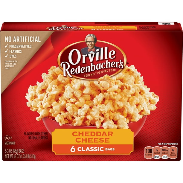 Orville Redenbacher's Cheddar Cheese Popcorn, Microwave Popcorn, 3.29