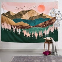 Large Tapestry Wall Hanging, EpicGadget Valley Mountain Forest Tree Sunset Psychedelic Wall Tapestries Large Aesthetic Room Decor Dorm Wall Hanging Art Nature Landscape Wall Art Home Décor (51"x 59")