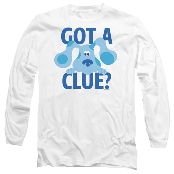 Blue's Clues Get A Clue Unisex Adult Long-Sleeve T Shirt (2X-Large) White