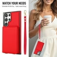 thumbnail image 4 of For Samsung Galaxy S23 Ultra Phone Case Wallet Card Holder,RFID Blocking PU Leather Back Magnetic Flip Kickstand Folio Case Wrist Lanyard & Crossbody Strap Protective Women Girls Cover,Red, 4 of 8