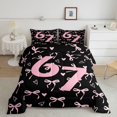 thumbnail image 2 of spefrowx Fashion Number 67 Print Full Size Comforter Sets for Teens, Black Pink Bow Bedding Comforter Set, Black Reversible, 3pcs, 1 Comforter and 2 Pillowcases, 2 of 6