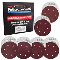 ProductionShop Premium 9" Red 6-Hole Pattern Sanding Discs, 30 Disc Variety Pack, Grits 60, 80, 120, 150, 180, 220 - Dustless Hook & Loop Backing Sandpaper for Drywall Power Sander, Woodworking Paint