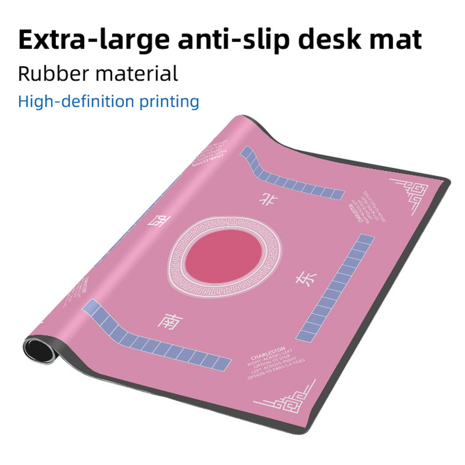 Mini Mahjong Mat, Non-Slip Noise Reducing Game Table Mat for Mahjong Tiles, Portable Rubber Playing Surface for Card Games, Poker, Dominoes and Board Games, Foldable Table Cover for Home Travel