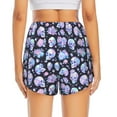 thumbnail image 3 of Picia Blue Skull Flower Pattern Women's 2 in 1 Athletic Running Shorts High Waisted Workout Casual Gym Sweat Shorts with Comfy Liner Zipper Pockets-XX-Large, 3 of 9