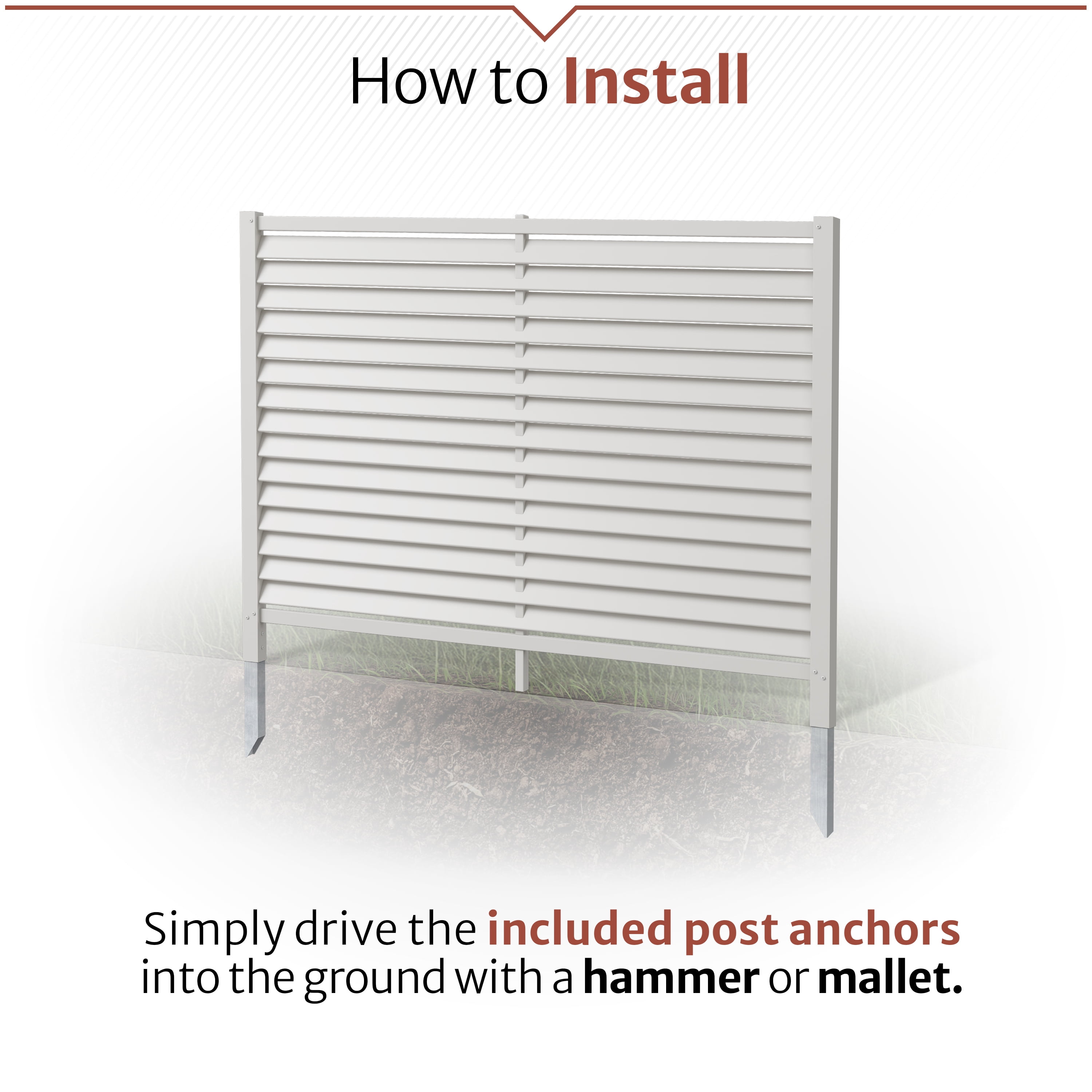 4ft H x 5ft W (1 Panel) No Dig Privacy Screen, Louvered White