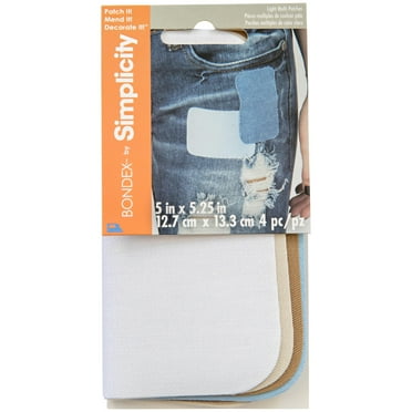 Bondex Light Blue Denim 5"x5.25" Fabric Iron-On Patches, 4 Pieces