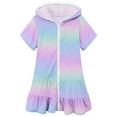 thumbnail image 4 of Zwiiyzr Toddler Little Girls Swim Cover Up Zip Up Hooded Towel Terry Swimsuit Robe Pool Beach Bathing Suit Wraps Swimwear Multicolor, 4 of 4