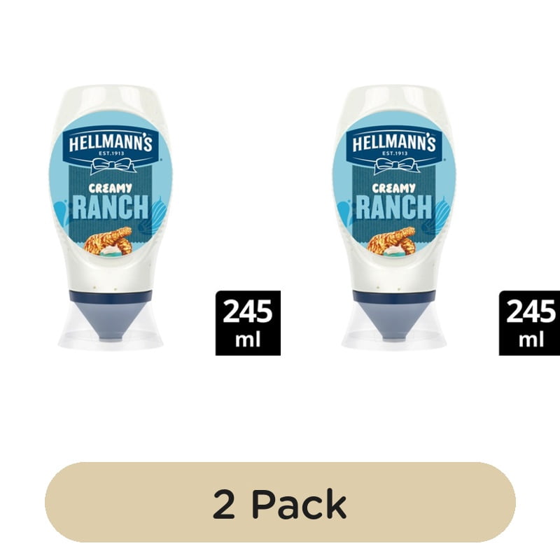 Hellmann's Creamy Ranch Mayo Squeezy 250ml, British Import (Pack of 2)