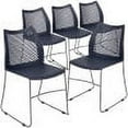 thumbnail image 2 of BizChair HERCULES Series 5 Pack 661 lb. Capacity Navy Stack Chair with Air-Vent Back and Gray Powder Coated Sled Base, 2 of 16